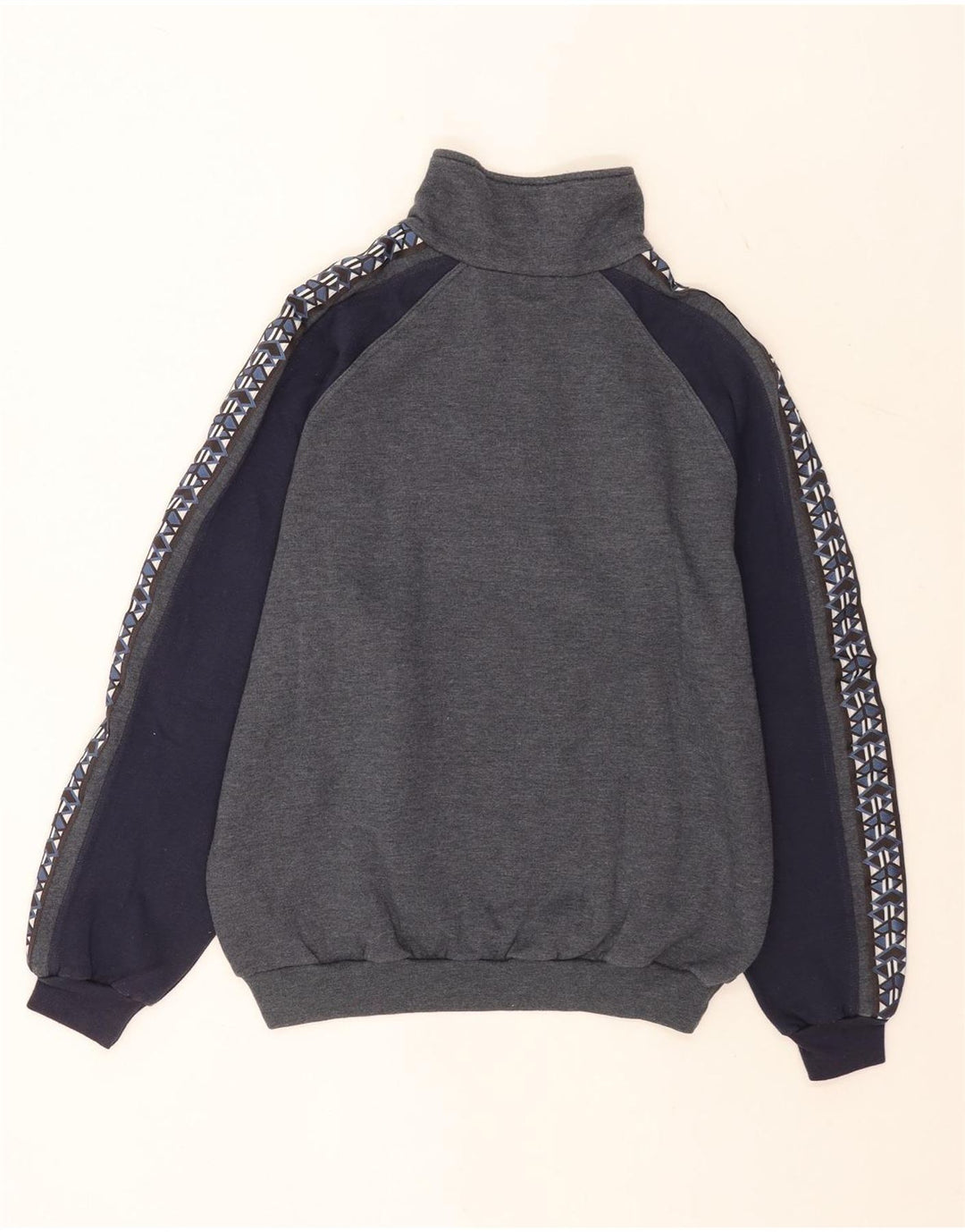 Felpa da uomo con collo grafico con zip Lotto Maglione grigio medio color block