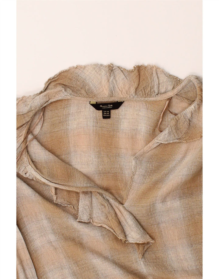 MASSIMO DUTTI Womens Pullover Shirt UK 6 XS Beige Check Viscose Vintage Massimo Dutti and Second-Hand Massimo Dutti from Messina Hembry 