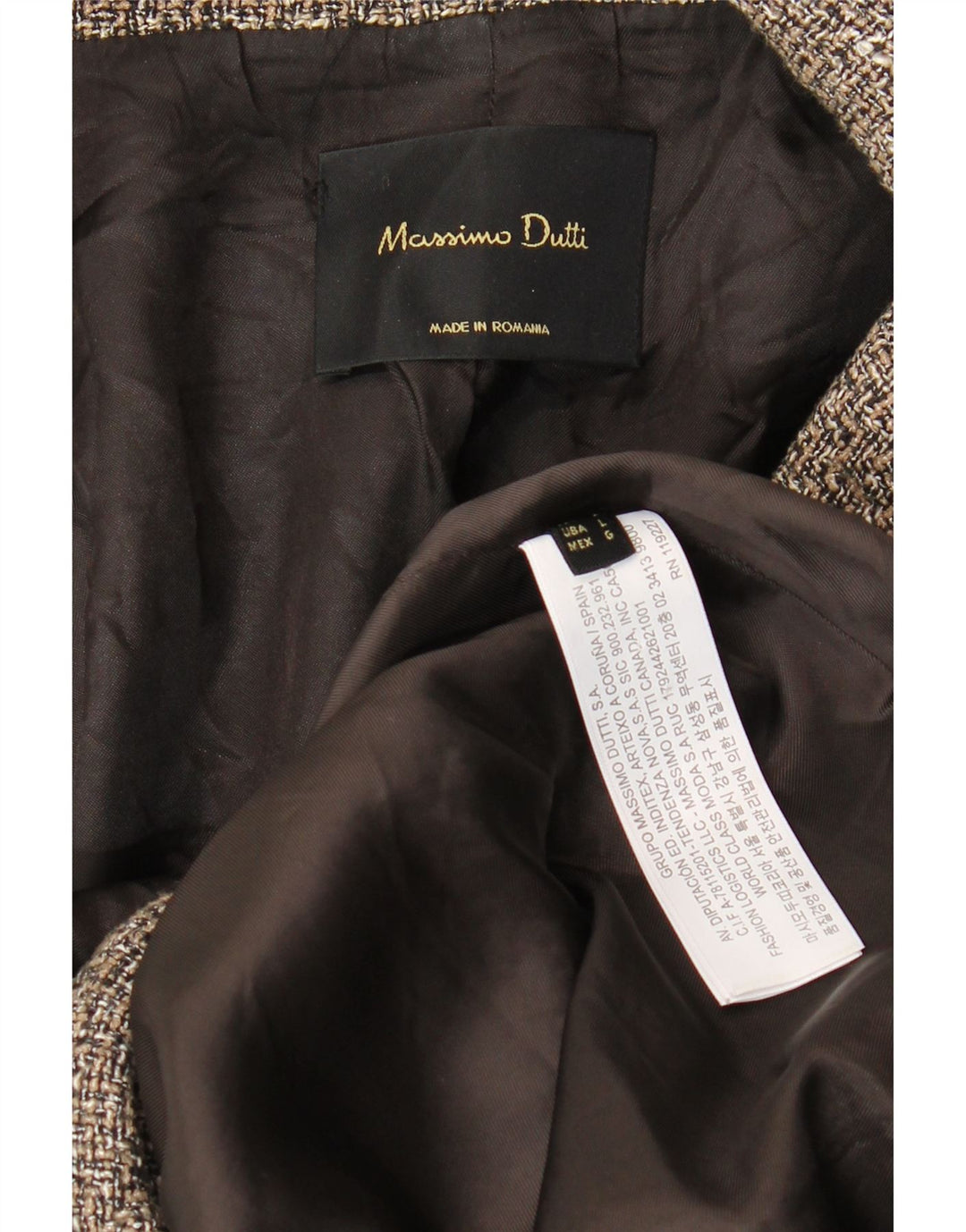 Cappotto doppiopetto da donna Massimo Dutti UK 16 Large Grey Herringbone