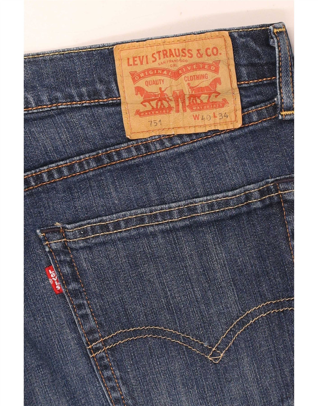 Levi's Uomo 751 Jeans dritti tagliati W40 L25 Blu