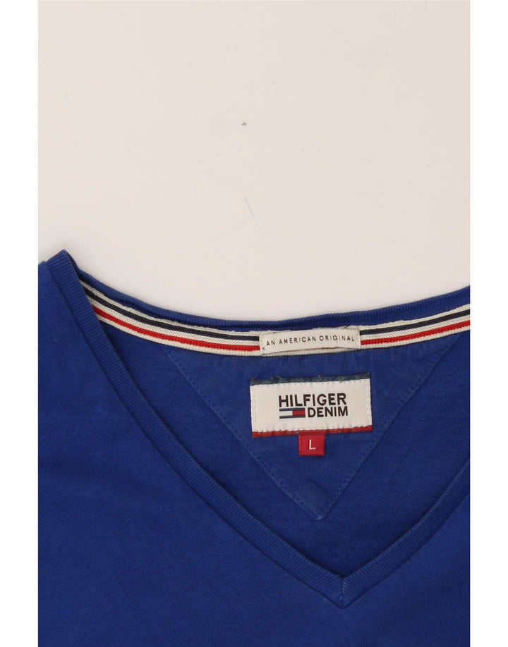 TOMMY HILFIGER Mens T-Shirt Top Large Blue Vintage Tommy Hilfiger and Second-Hand Tommy Hilfiger from Messina Hembry 