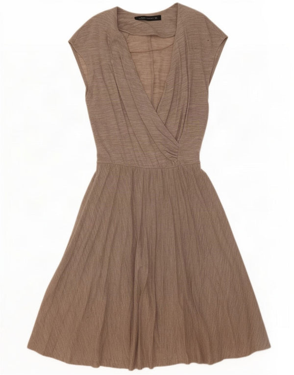 Vestito a trapezio da donna Zara UK 10 piccolo poliestere grigio
