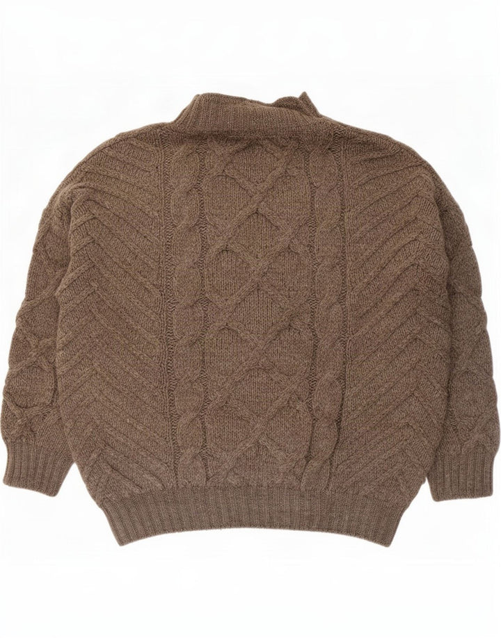 Maglione maglione vintage da uomo con collo dolcevita XL marrone