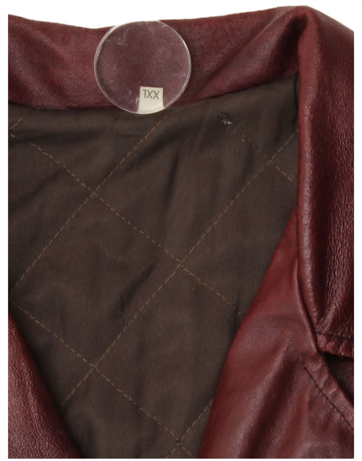 Giacca blazer in pelle vintage da uomo a 3 bottoni UK 44 2XL Borgogna