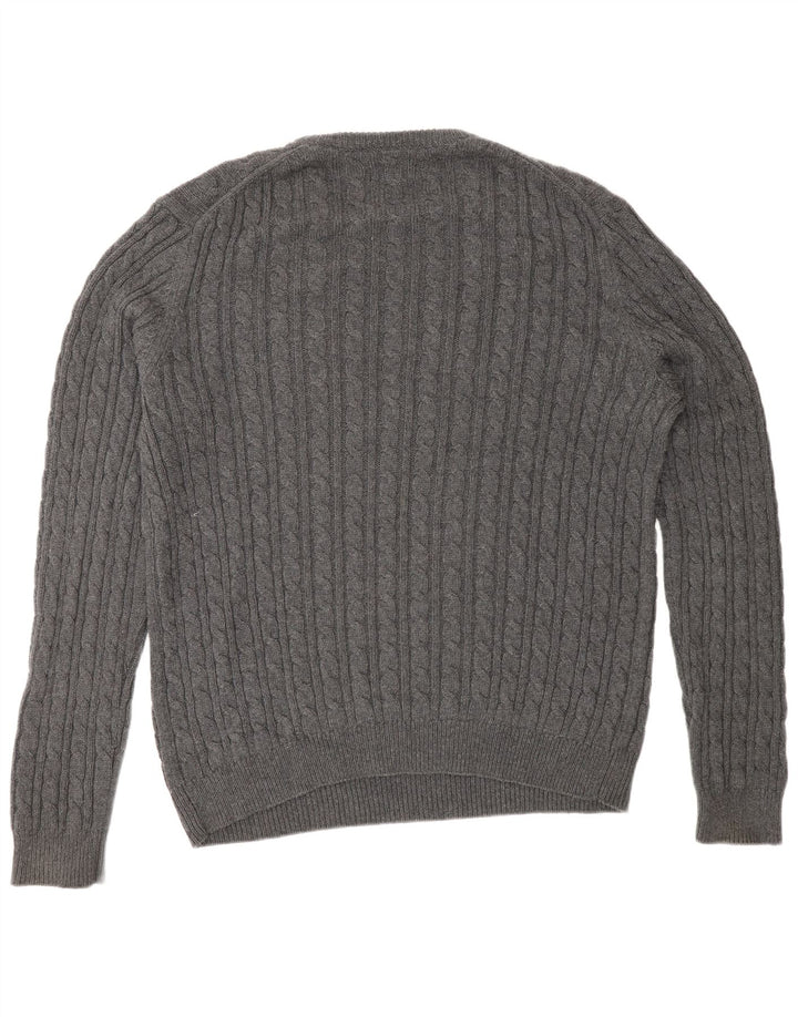 Farah Uomo Vintage Girocollo Maglione Maglione Grande Cotone Grigio