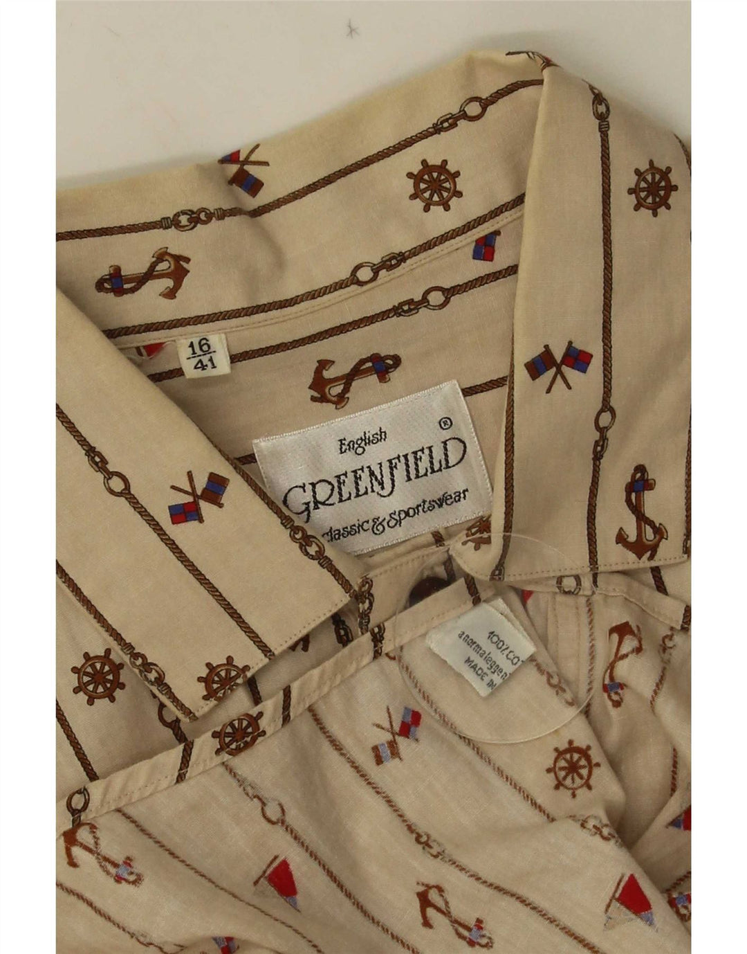 Camicia pullover da uomo con motivo astratto Greenfield taglia 41 16 grande beige