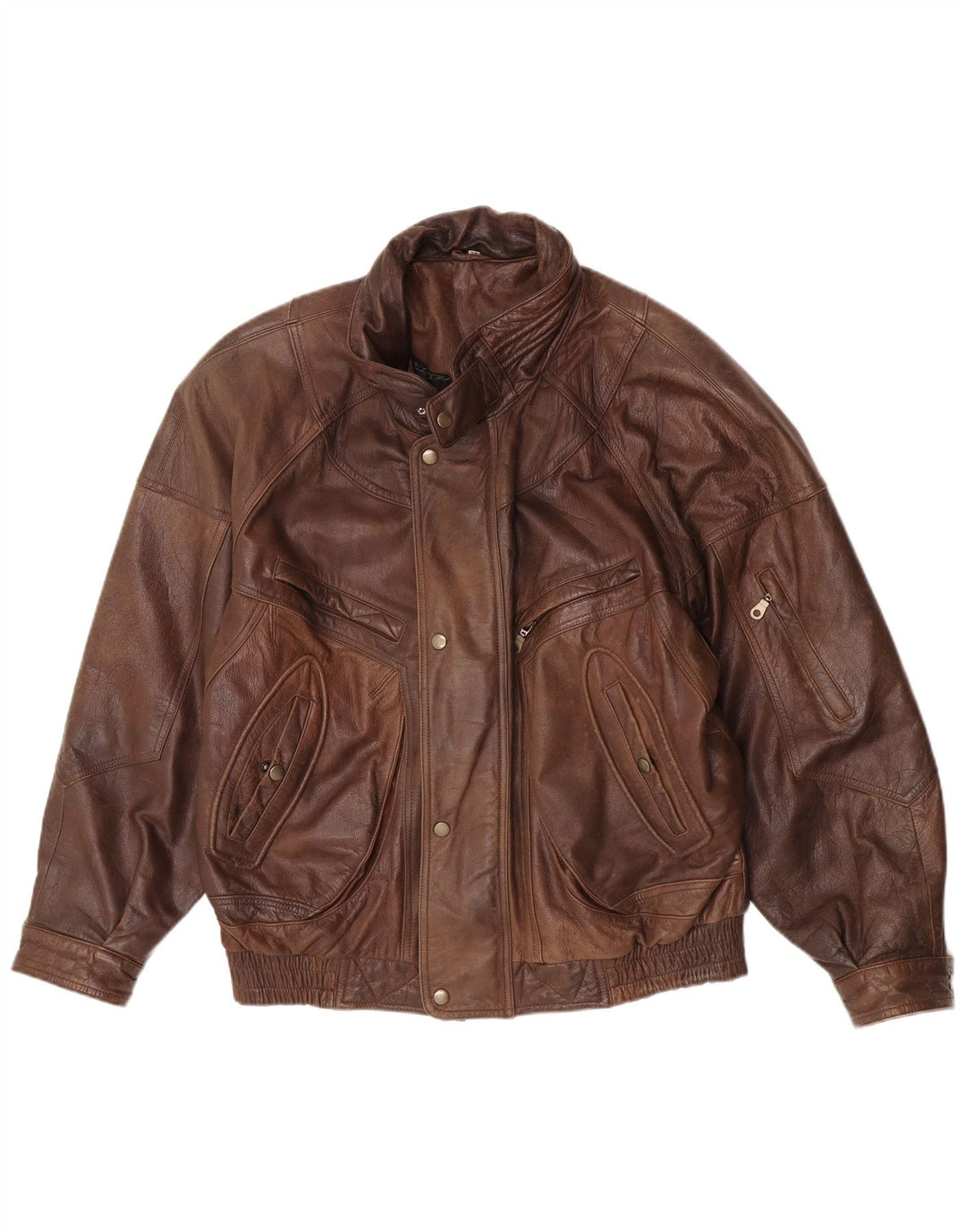 Giubbotto bomber da uomo vintage in pelle IT 54 2XL in pelle marrone