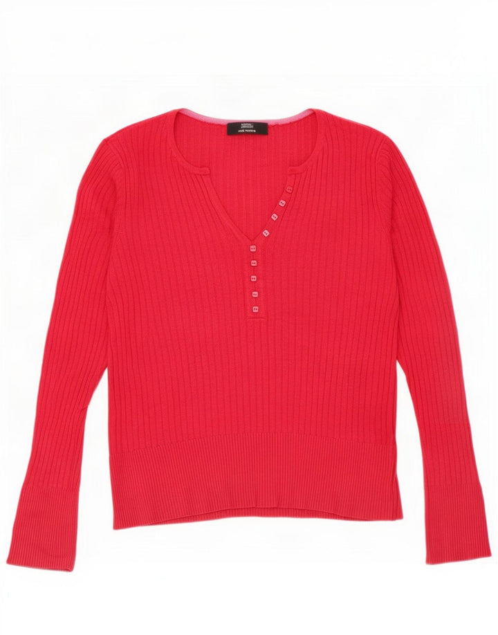 Marks & Spencer Top da donna a maniche lunghe UK 14 Viscosa rossa media