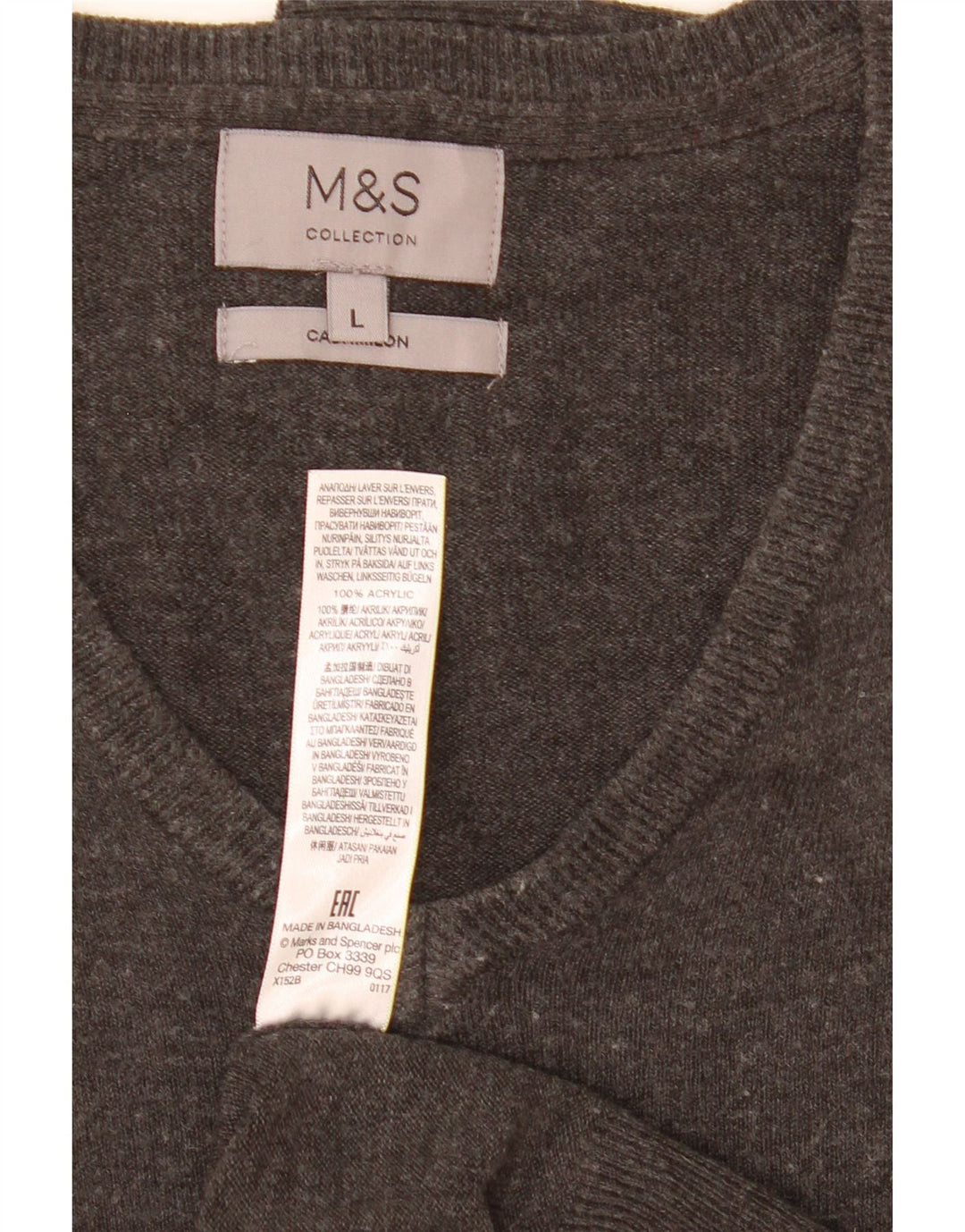 Maglione da uomo con scollo a V Marks & Spencer grande acrilico grigio