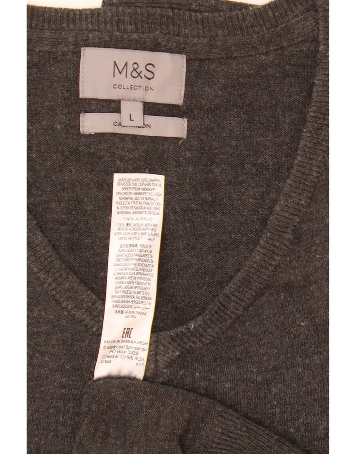 Maglione da uomo con scollo a V Marks & Spencer grande acrilico grigio