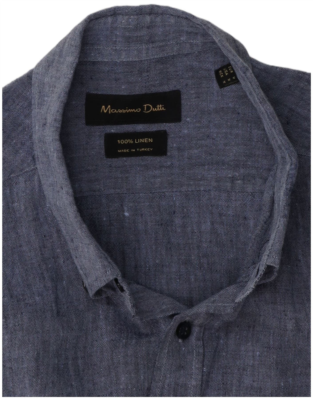 Camicia Uomo Massimo Dutti Lino Blu Medio
