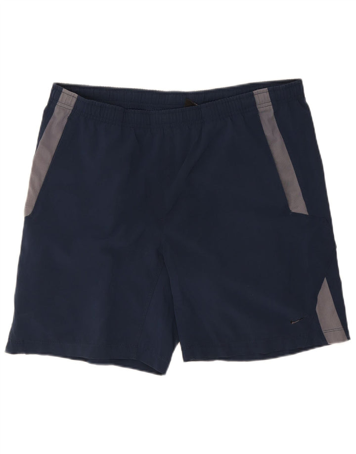 Pantaloncini sportivi Nike da uomo piccoli in poliestere color block blu navy