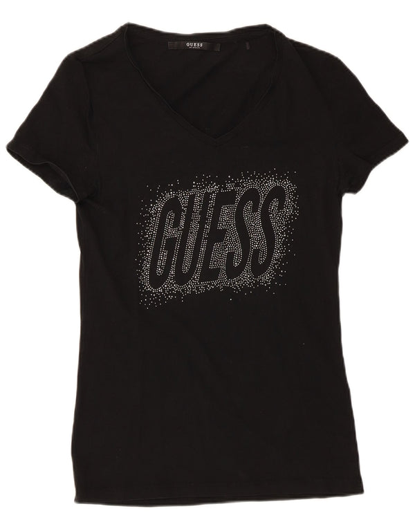 T-shirt grafica da donna Guess Top UK 8 Small Nera