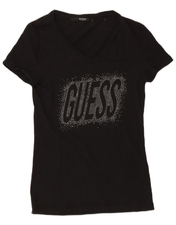 T-shirt grafica da donna Guess Top UK 8 Small Nera