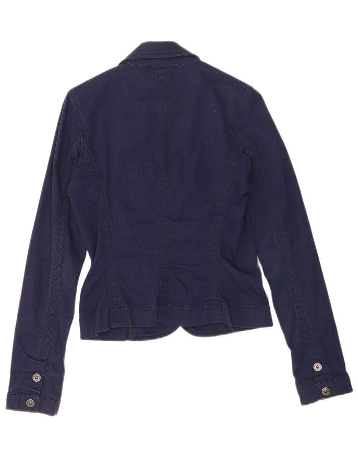 Giacca blazer da donna a 3 bottoni Guess UK 10 piccola in cotone blu navy