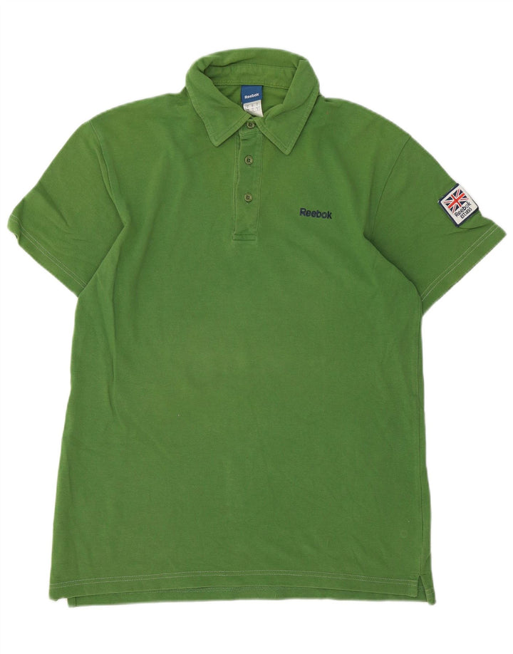 Polo Reebok da uomo in cotone verde medio