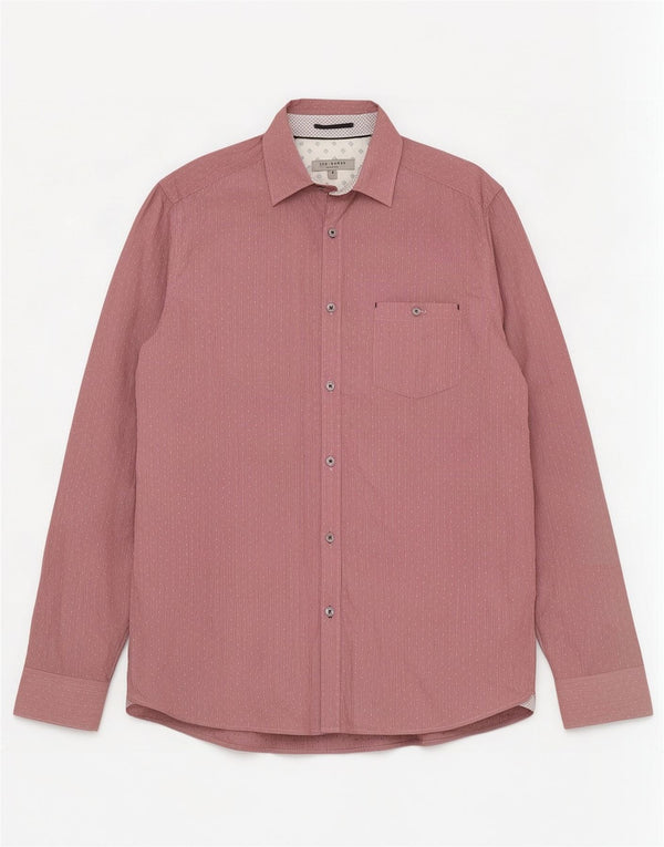 Camicia da uomo Ted Baker taglia 5 XL cotone gessato rosso