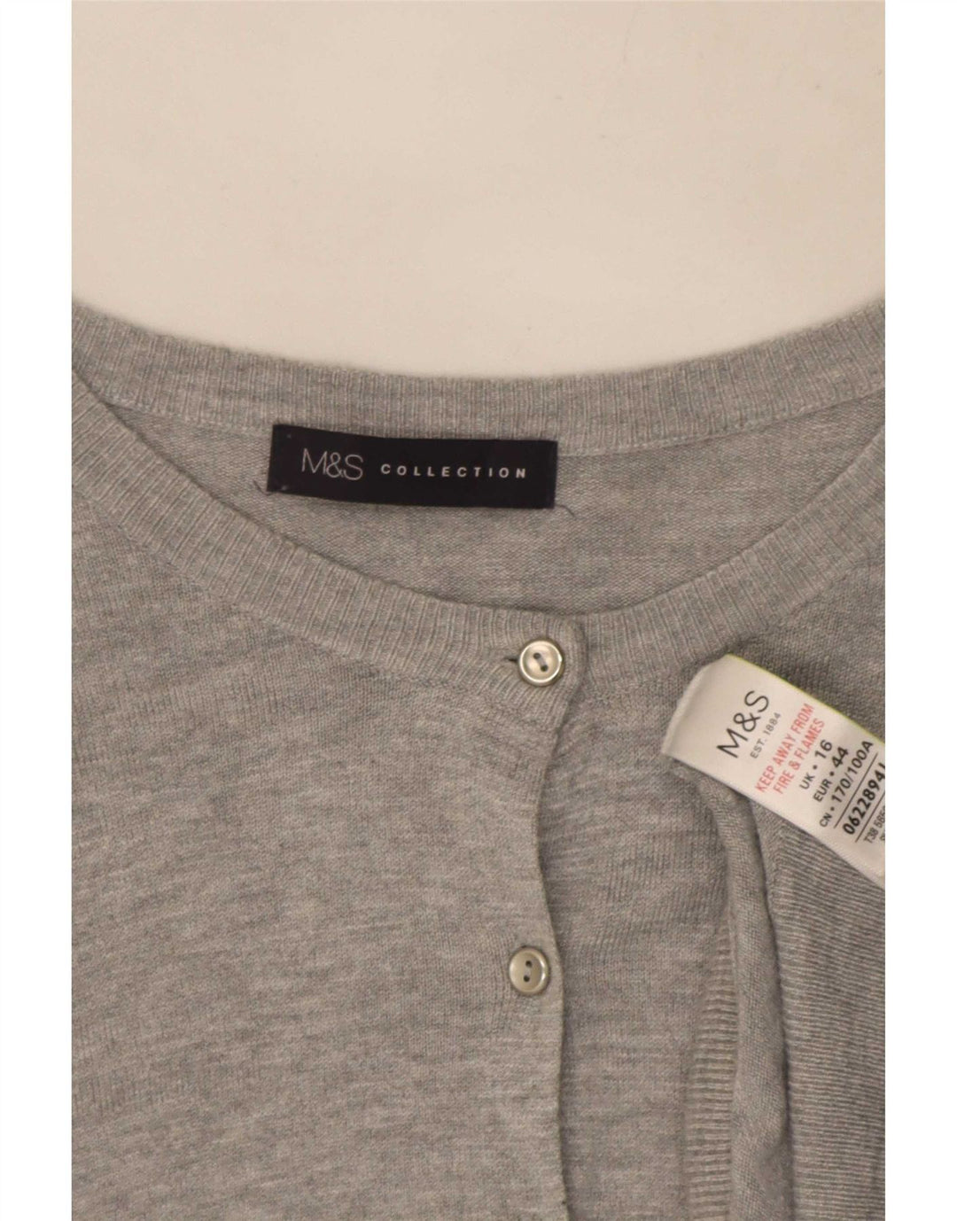 Maglione cardigan da donna Marks & Spencer UK 16 grande viscosa grigia