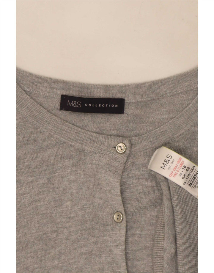 Maglione cardigan da donna Marks & Spencer UK 16 grande viscosa grigia