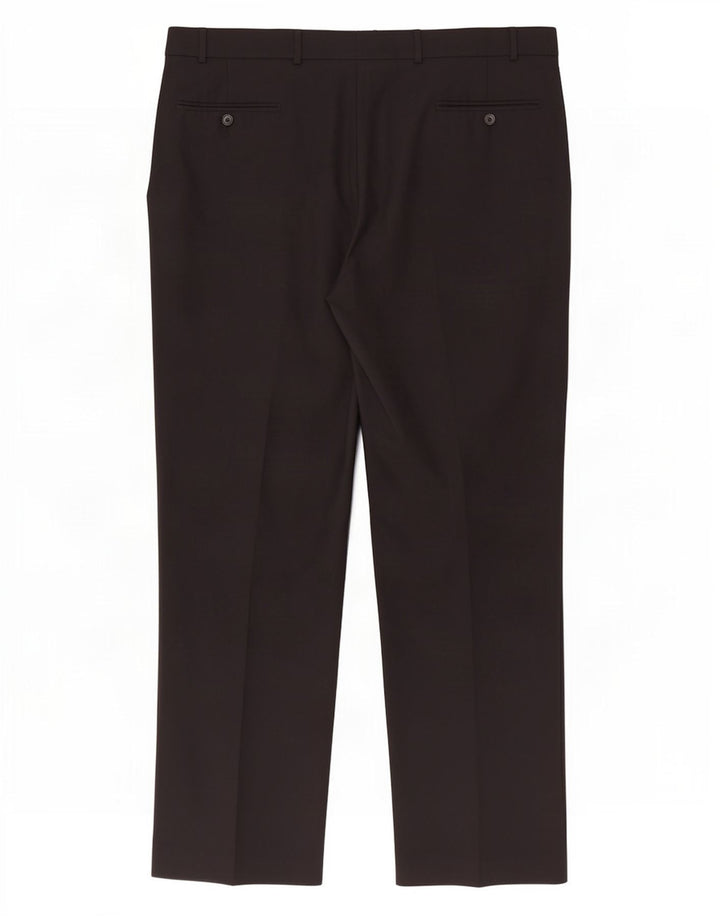 Pantaloni da abito dritti da uomo Marks & Spencer W40 L31 lana nera