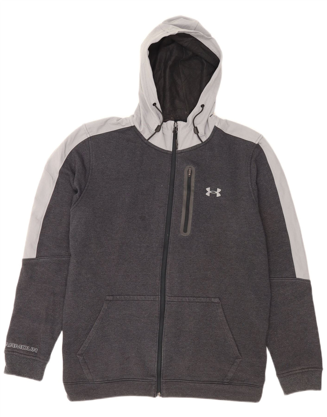 Maglione con cappuccio e zip da uomo Under Armour in cotone color block grigio medio