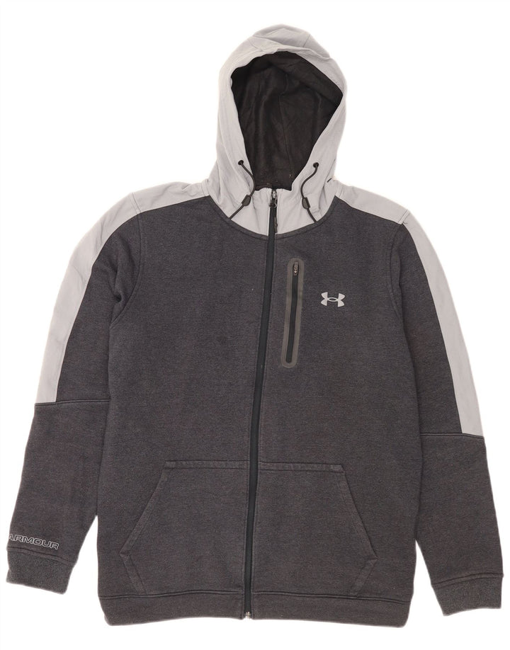 Maglione con cappuccio e zip da uomo Under Armour in cotone color block grigio medio