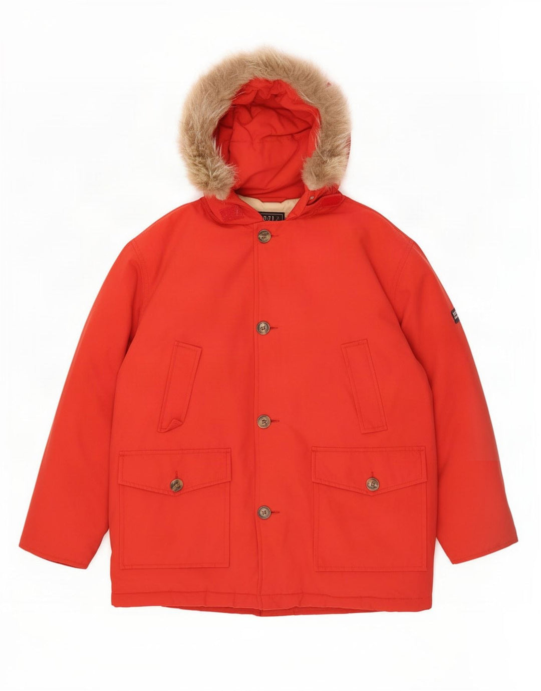 Giacca imbottita con cappuccio da bambino Woolrich 11-12 anni in nylon rosso