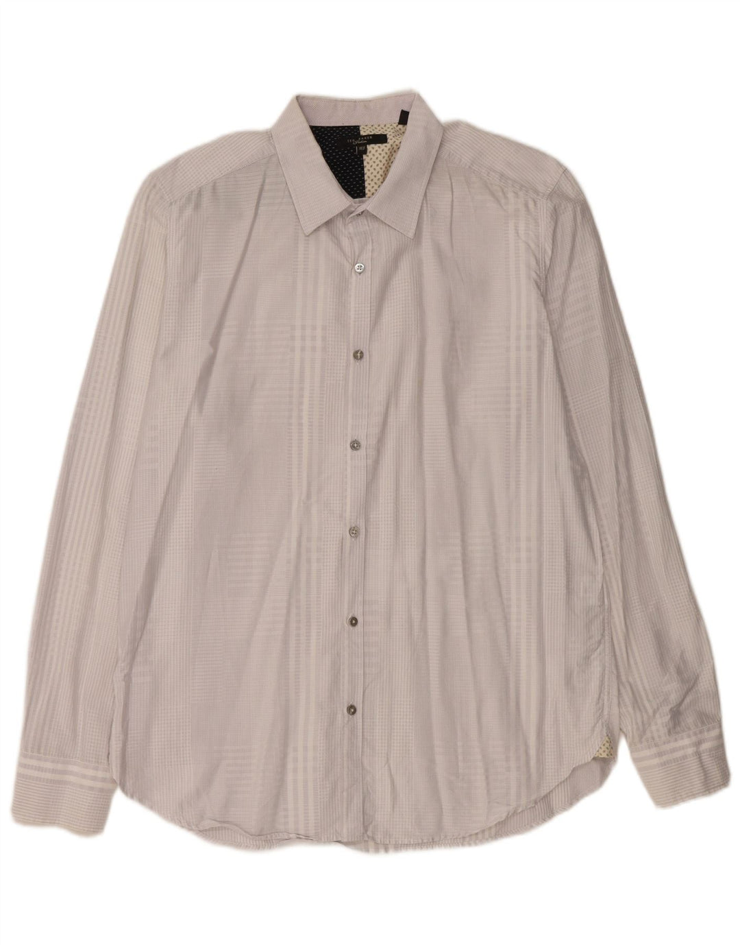 Camicia da uomo Ted Baker taglia 16,5 grande cotone a quadretti grigio