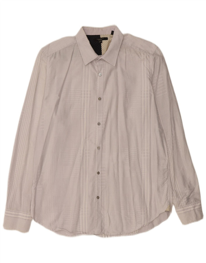 Camicia da uomo Ted Baker taglia 16,5 grande cotone a quadretti grigio
