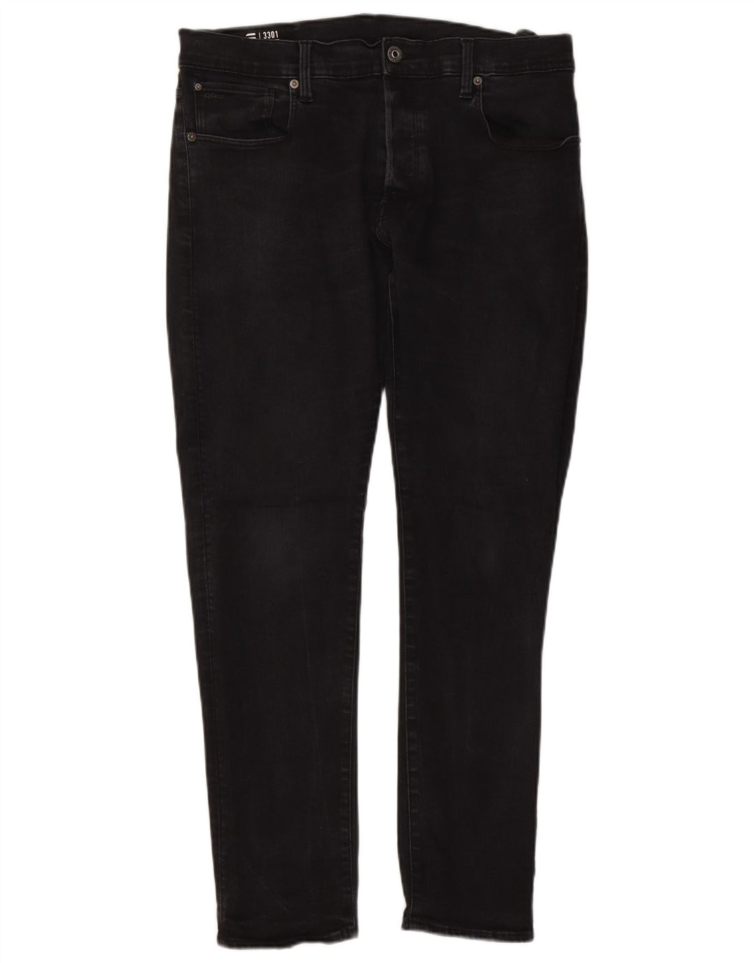 G-Star Mens 3301 Slim Jeans W36 L32 Black Cotton