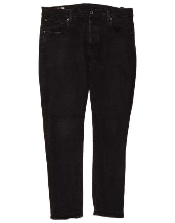G-Star Mens 3301 Slim Jeans W36 L32 Black Cotton
