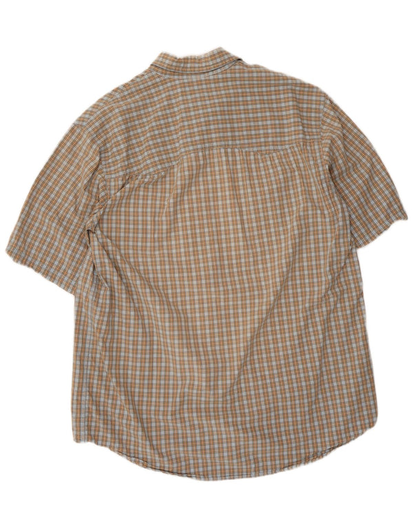 Camicia alta da uomo a maniche corte Eddie Bauer, cotone a quadri beige grande