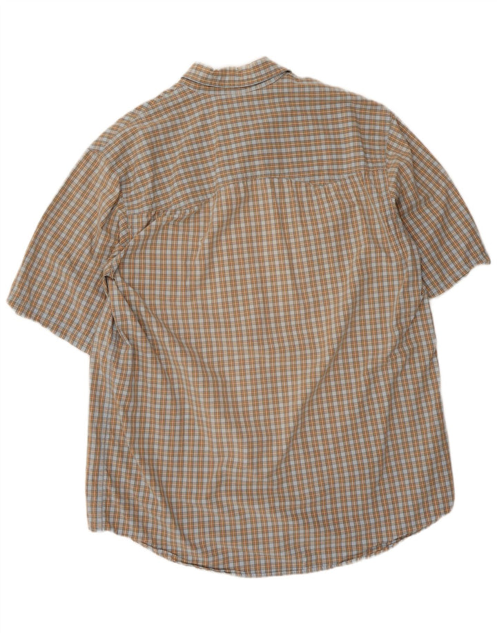 Camicia alta da uomo a maniche corte Eddie Bauer, cotone a quadri beige grande