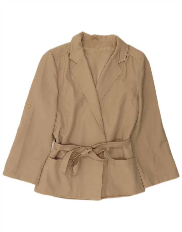 Giacca blazer da donna vintage UK 14 Poliestere beige medio