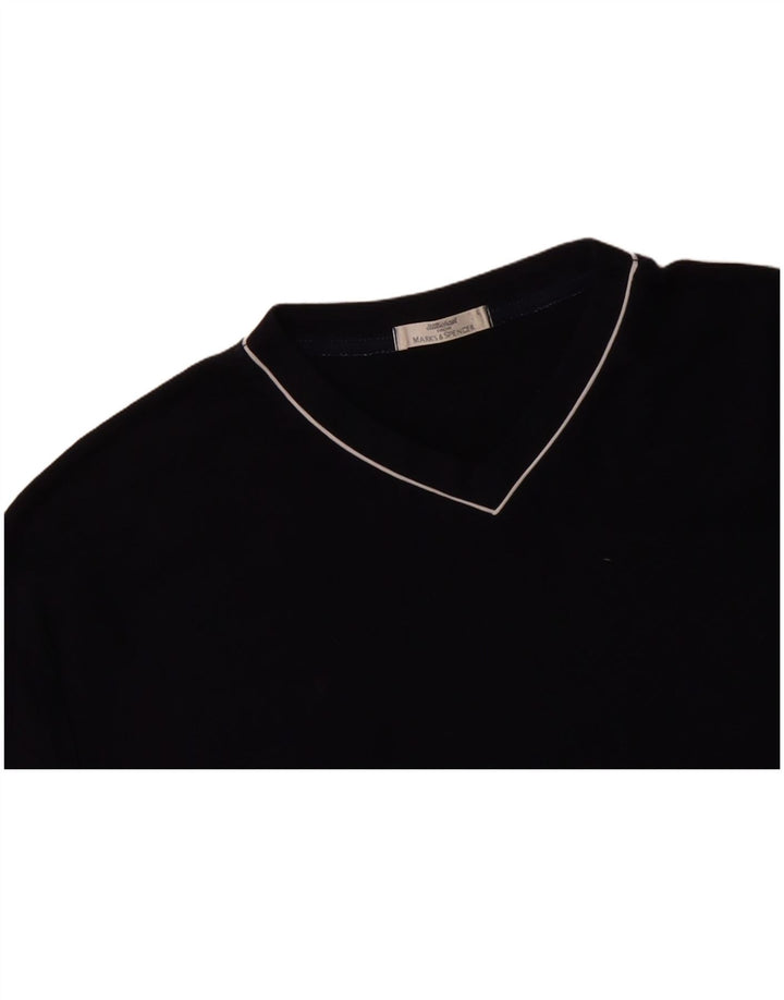MARKS & SPENCER Mens T-Shirt Top Large Navy Blue Cotton