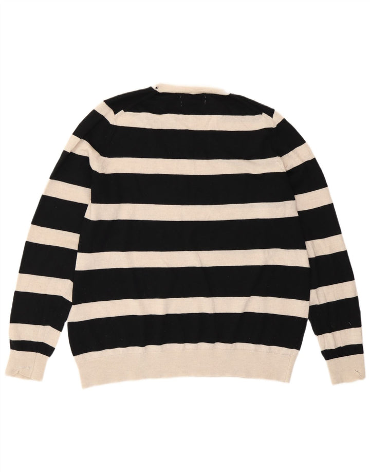 Maglione maglione girocollo da donna Marks & Spencer UK 16 grandi righe nere