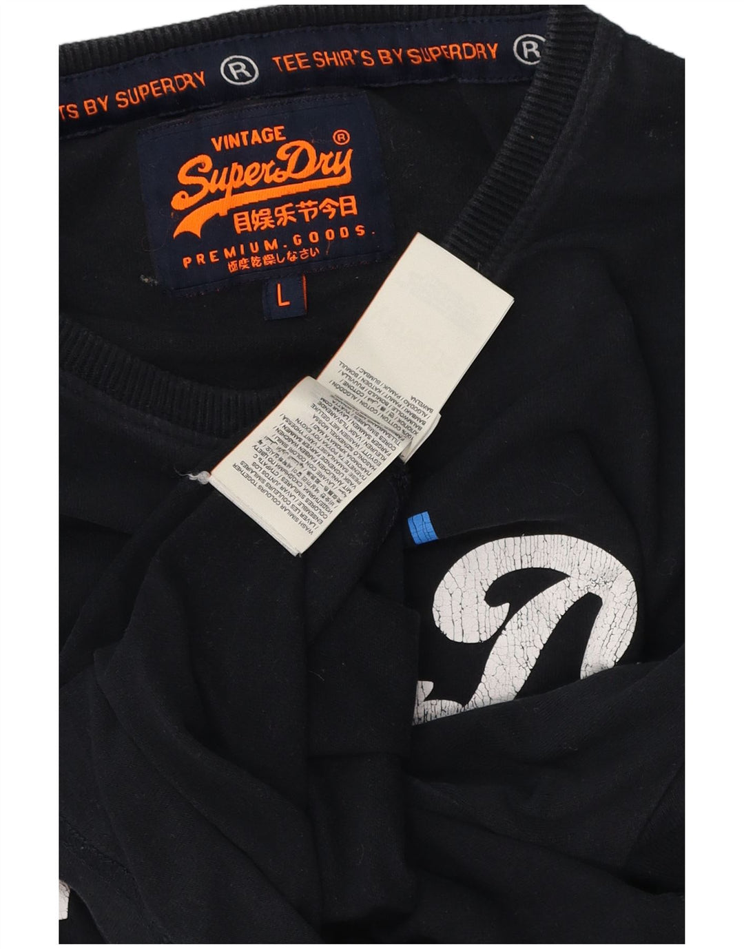 Top grafico da uomo Superdry a maniche lunghe in cotone nero di grandi dimensioni
