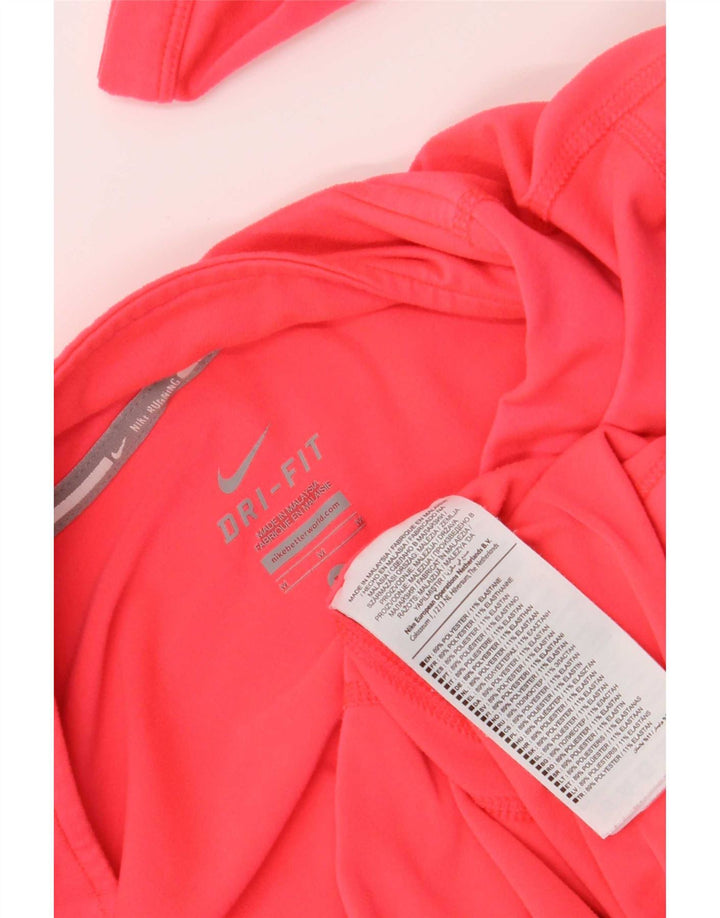 Top della tuta pullover con zip e collo Nike Dri Fit da donna UK 12 Rosa medio