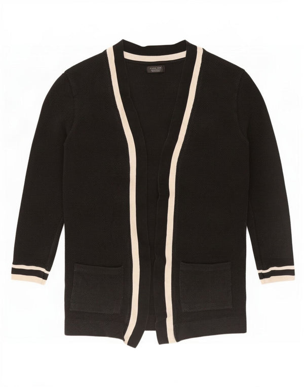 Maglione cardigan aperto da uomo Zara in cotone color block nero medio