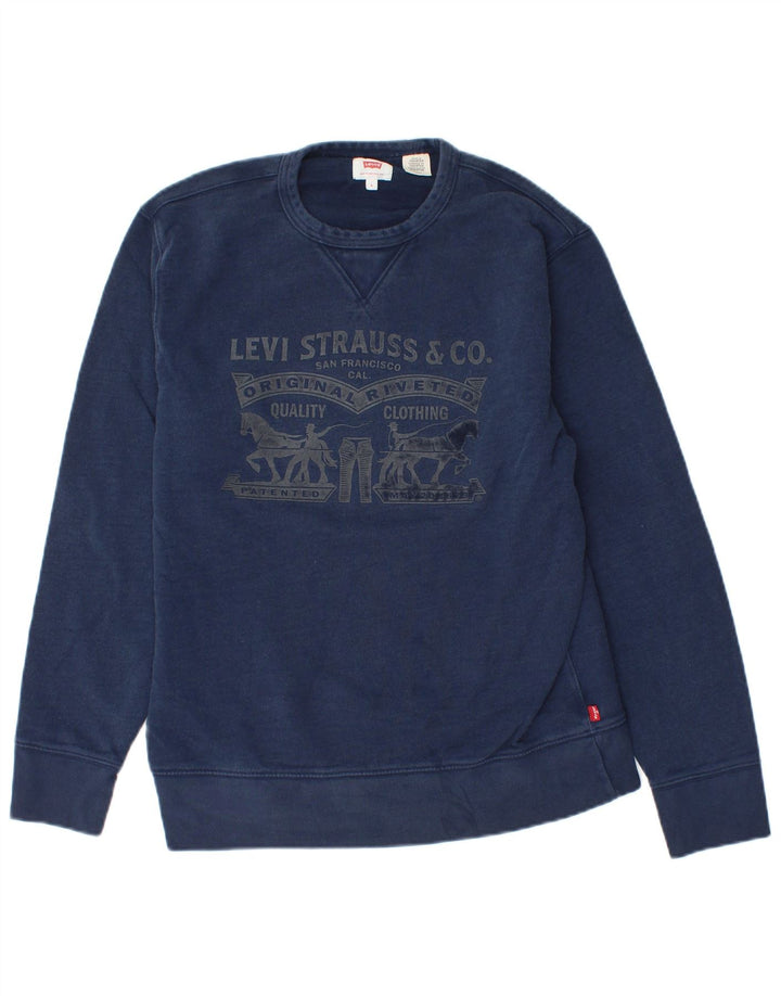 LEVI'S Felpa con grafica da uomo Maglione piccolo in cotone blu navy