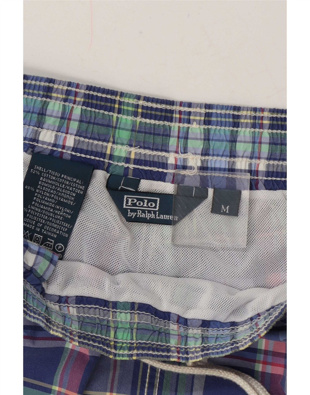 Pantaloncini da bagno da uomo Polo Ralph Lauren in cotone a quadri blu medio