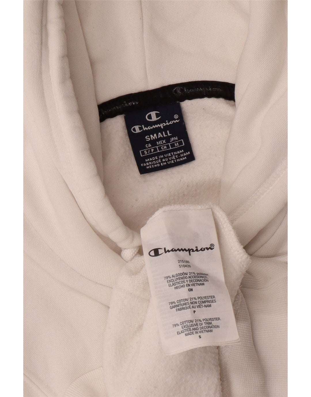 CHAMPION Mens Graphic Hoodie Jumper Small White Cotton Vintage Champion and Second-Hand Champion from Messina Hembry 