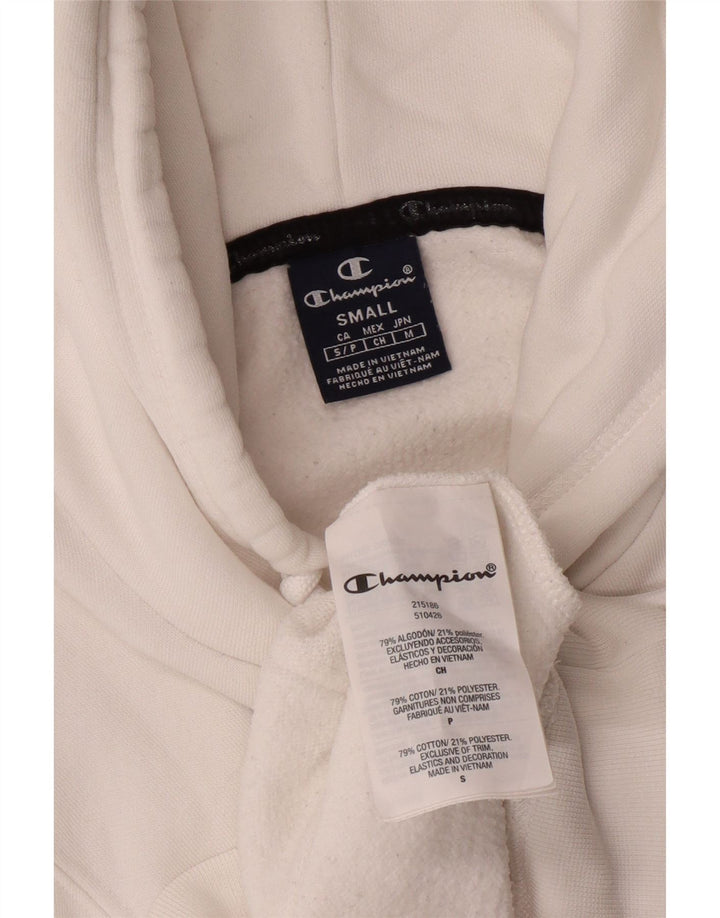 CHAMPION Mens Graphic Hoodie Jumper Small White Cotton Vintage Champion and Second-Hand Champion from Messina Hembry 