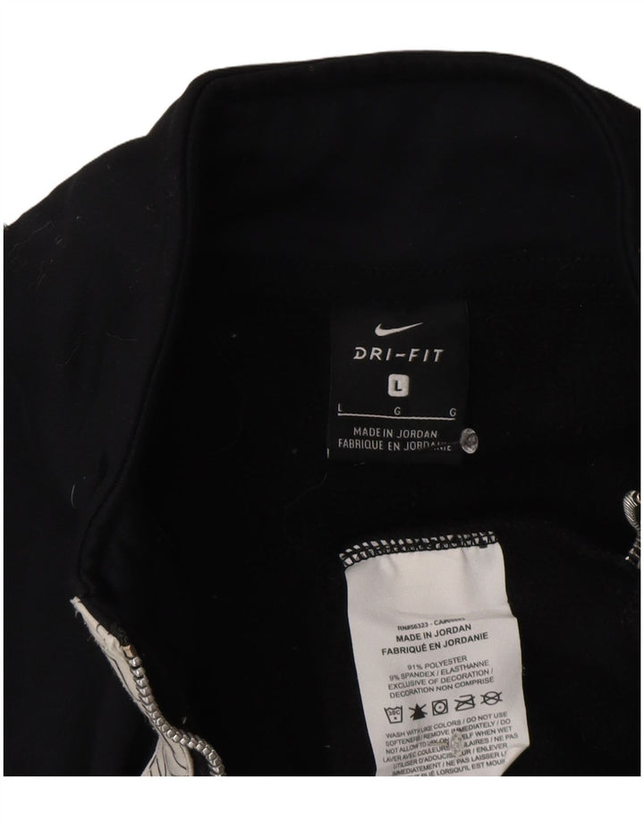 Felpa da uomo Nike Dri Fit con collo con zip grafica, maglione grande, poliestere nero