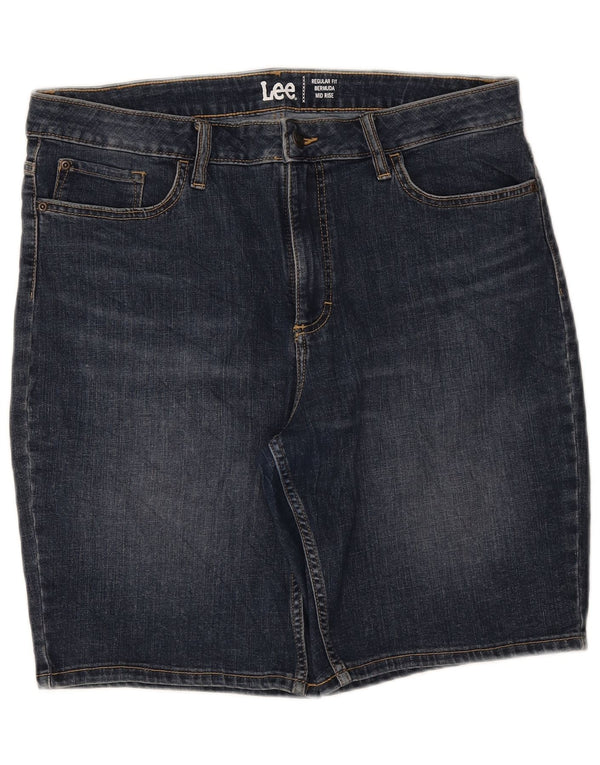 Pantaloncini di jeans a vita media Lee Bermuda da donna US 16 2XL W36 Blu Navy