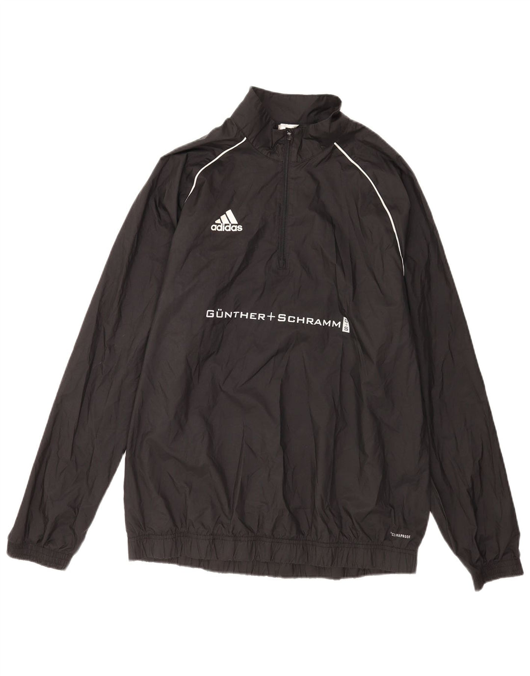 Adidas Clima Proof Graphic Zip Neck Pullover Tuta da ginnastica Top Large Nera