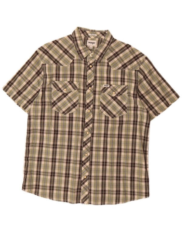 Camicia Wrangler da uomo a maniche corte, vestibilità regolare, grande cotone a quadri kaki