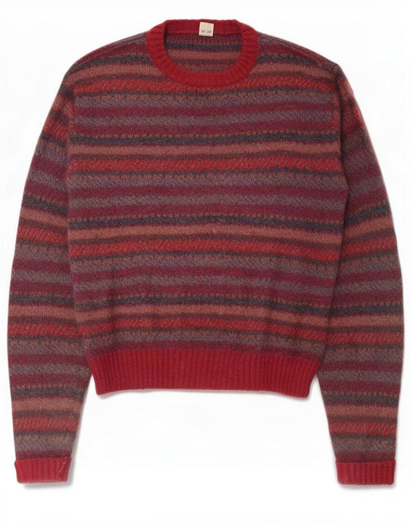 Maglione girocollo da uomo vintage vestibilità ampia IT 50 rosso medio geometrico