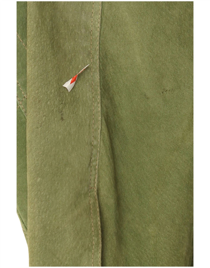 Giubbotto bomber in pelle scamosciata da uomo Engbers EU 50 grande in pelle verde