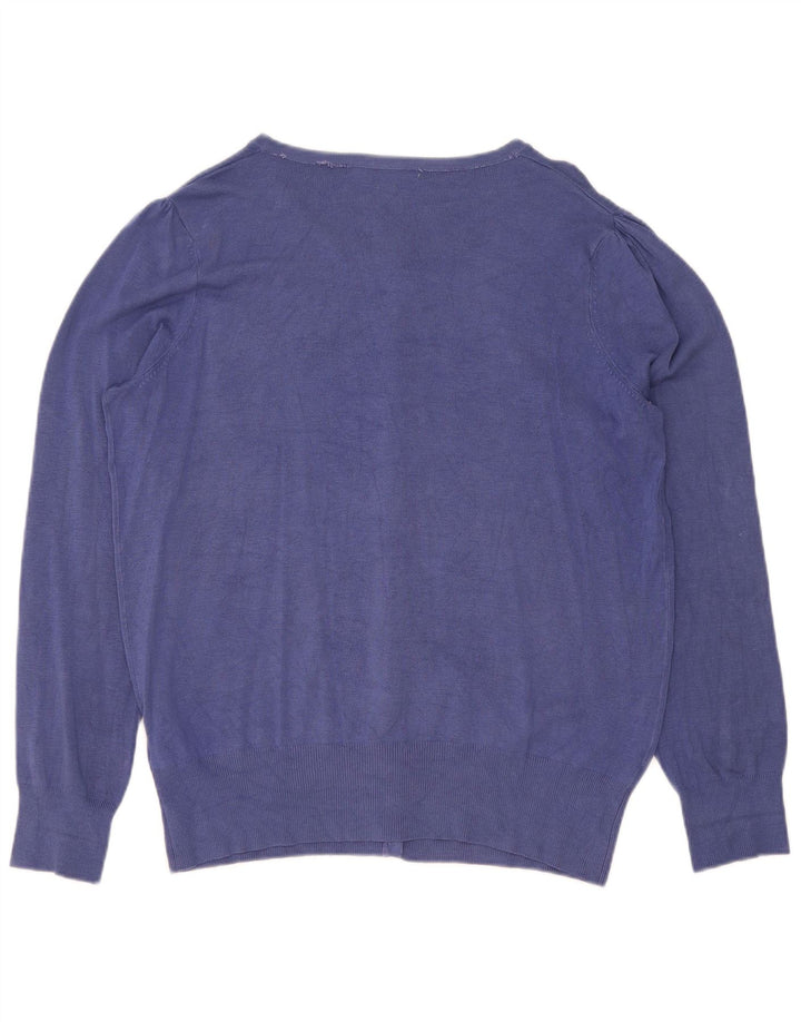 Maglione cardigan da donna Marks & Spencer UK 16 grande viscosa blu